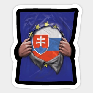 Slovakia Flag European Union Flag Ripped Open - Gift for Slovakian From Slovakia Sticker